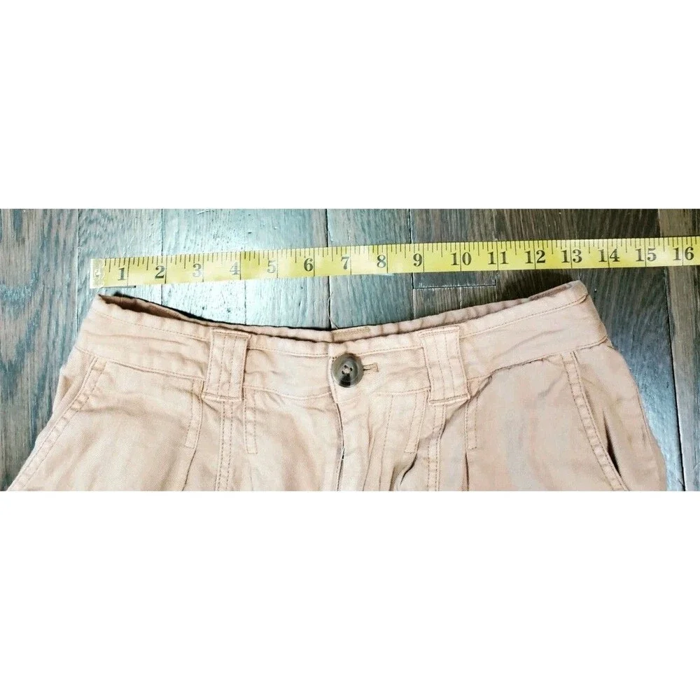 Anthropologie Shorts Women's Size 2 Camel Inseam 4" Linen Viscose Blend Soft - Picture 6 of 7